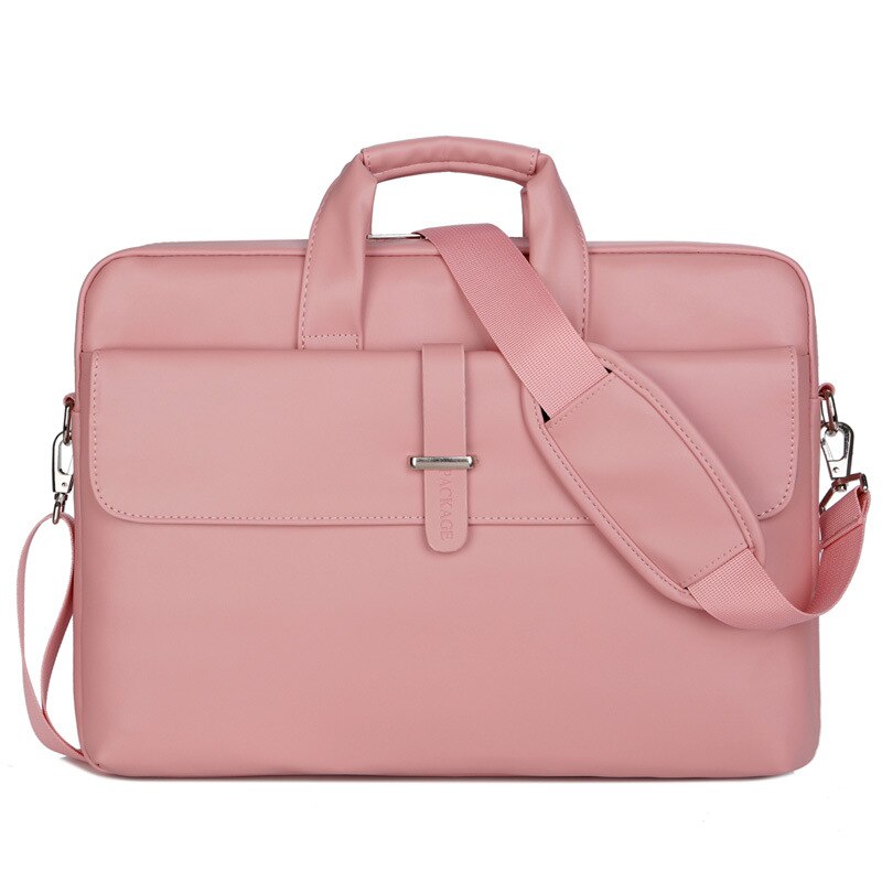 Bolsos de hombro para ordenador portátil para mujer, maletín de documentos A4, bolso de trabajo de negocios, sólido, Negro, Rojo, gris, para ordenador de 13, 14 y 15 pulgadas: Rosa