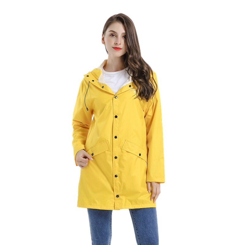 Gul lång regnkappa vuxen utomhuskappa resor vandring regnkappa vindjacka vattentät regnponcho tjockare capa de chuva: Gul / Xxl
