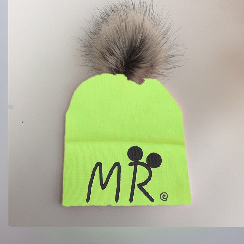 Lente Winter Peuter Baby Kids Kinderen Baby Kleurrijke Wasbeer Faux Fur Pom Pom Hat Cap Beanie Voor Meisjes En Jongens pom Beanie: mr-1