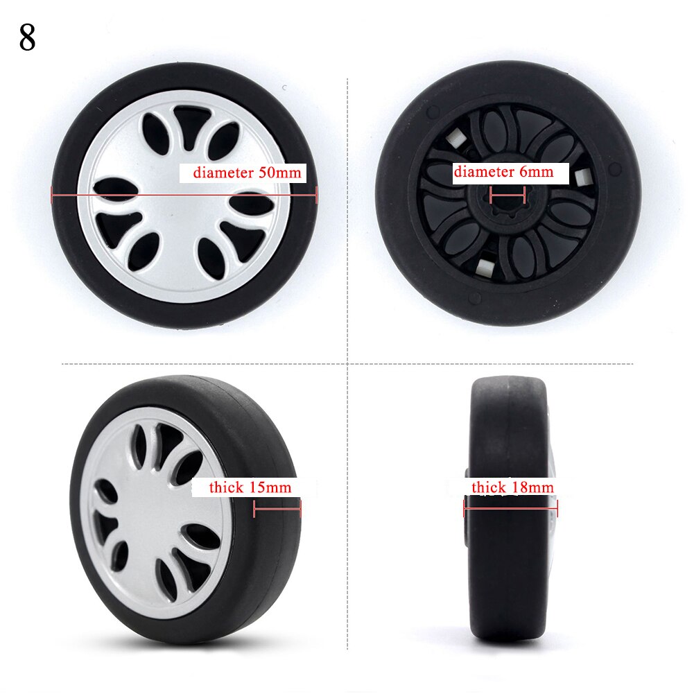 2 pcs Suitcase Wheels Luggage Box Replacement Wheel Axles Casters Black Different Pattern Wheel Suitcase Accessories: 8