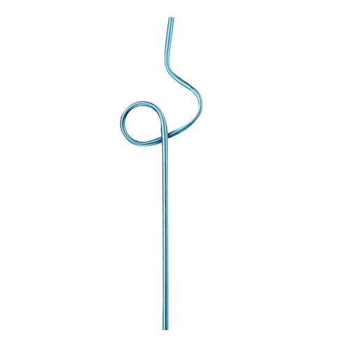Drinking Straw Food Grade Rust-proof Stainless Steel Unique Shaped Polishing Surface Eco-friendly Metal Coffee Straws for Home: Blue