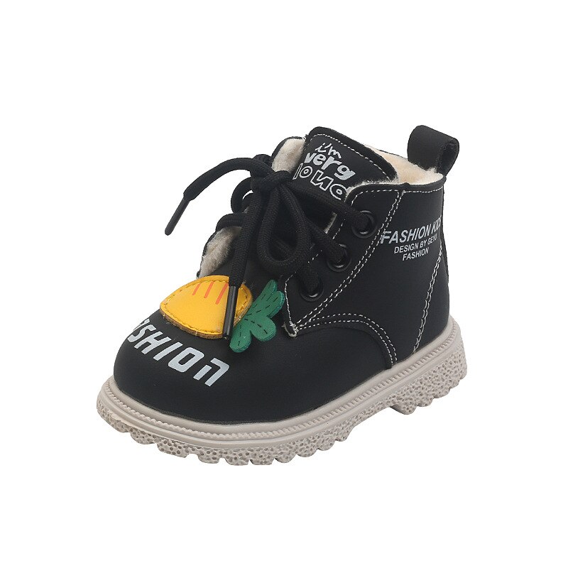 Botas Martin para niñas, zapatos de fondo suave para niños pequeños, botas de algodón cálidas de lana para exteriores, otoño e invierno,