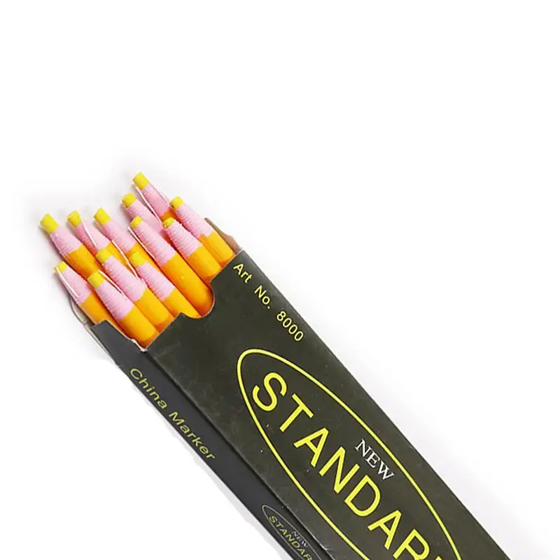12 unids/caja de lápices de tiza de sastre de costura sin corte, rotulador de tela, tiza de costura, lápiz para ropa DIY, accesorios de herramientas: Naranja