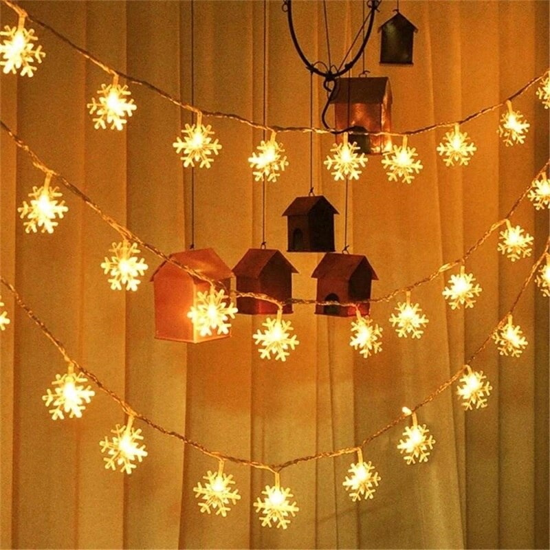 Kerstboom LED Fairy String Lights 10M Sneeuwvlokken Led Slingers Lichten Indoor voor Xmas Party Home Garden Decoratie