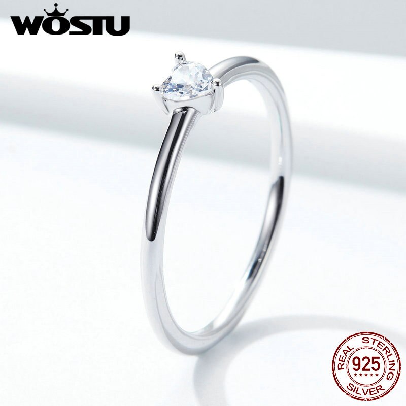 WOSTU Herz Höhepunkte Ring 925 Sterling Silber Klar CZ blendend Kristalle Ringe Finger Für Frauen Eleganz Edlen Schmuck CQR498