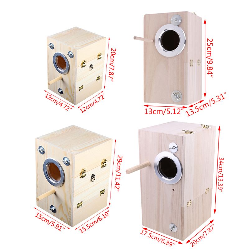 Wooden Bird Nesting Breeding Box House Parakeet Mating Case with Clear Window fo
