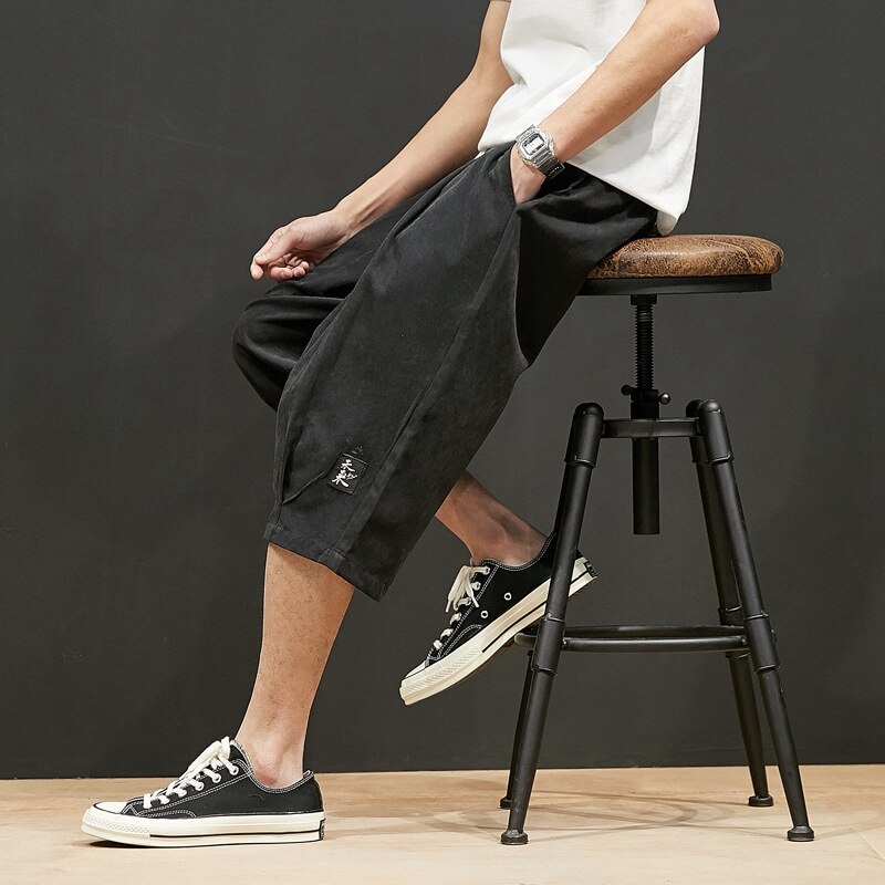 Zomer Shorts Mannen Mode Japanse Stijl Shorts Streetwear Dunne Plus Size 6XL 7XL 8XL Oversize Man Losse Shorts Elasticiteit 56 58: Black / 8XL-125-135KG