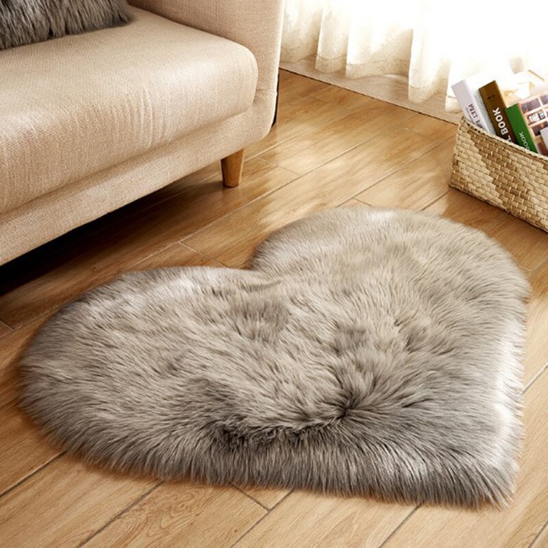 Lurvet tæppe fluffy behåret mat elsker hjerte tæpper tæppe til soveværelse tæppe gulvmåtte: Grå
