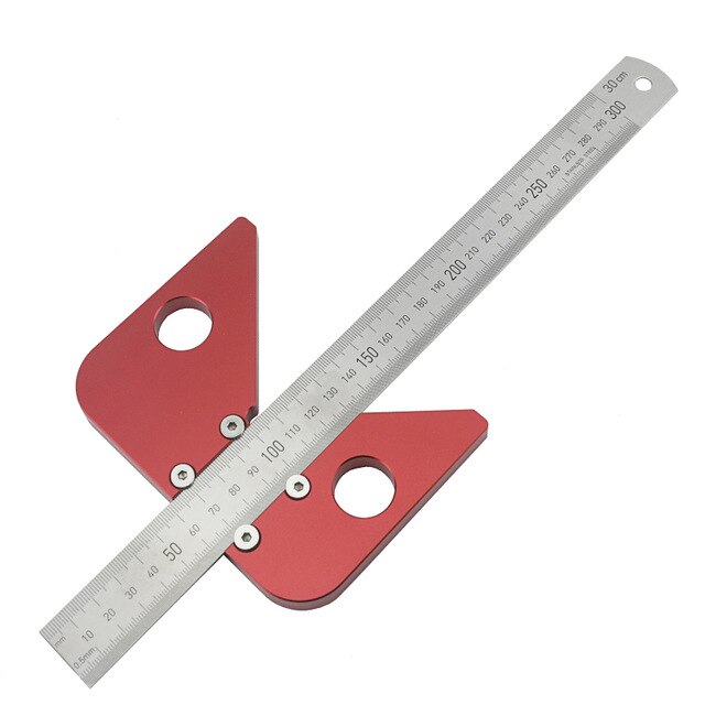 Règle de menuisier à angle de 45 degrés, règle à bois, règle à cœur rond, jauge de disposition, outils pour le travail du bois: full set