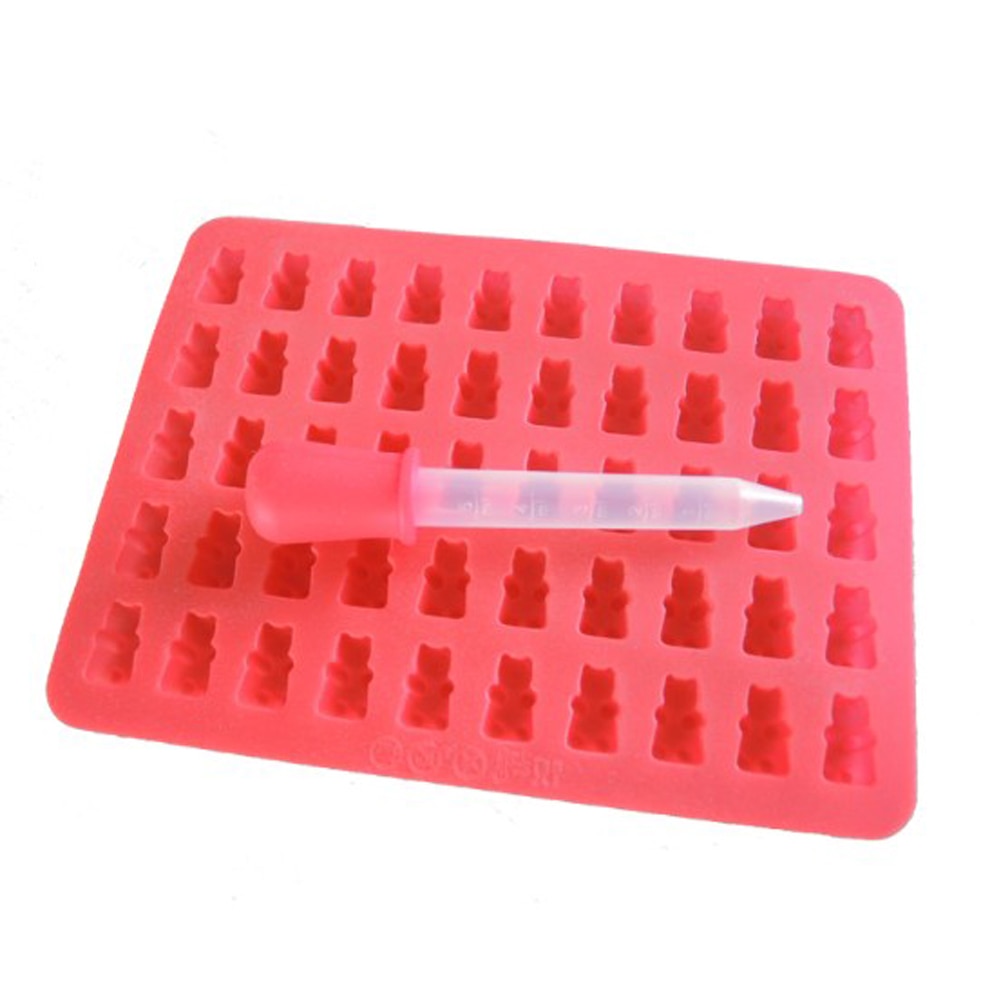 50 grid Silicone Gummy Bear tools With Droppers Halloween Gummi Candy Gelatin Maker Fishing Lure 16.5*15.5*1.2cm
