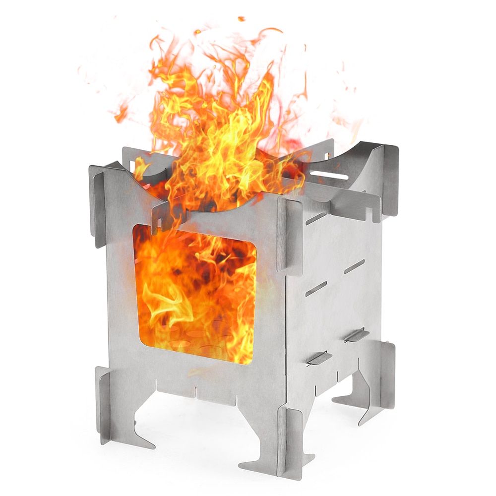 Lightweight Titanium Folding Wood Stove Outdoor Camping Stove Picnic Cooking Backpacking Furnace Outdoor Camping Stove