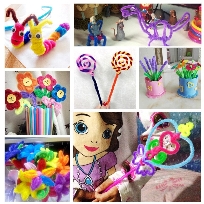 100PC Kids Handmade Learning Educational Toy Multicolour Chenille Stems Pipe Hairball Stick Enhance hands-on Ability Kids Toys