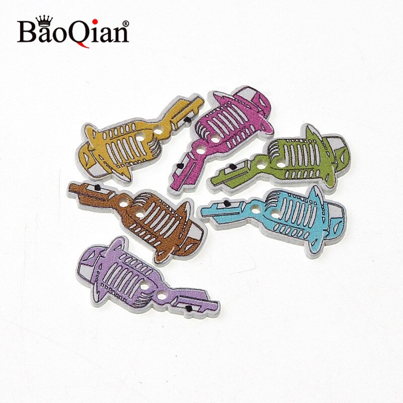 50 stuks gemengde muziekinstrumenten, houten knopen voor knutselen, scrapbooking accessoires, decoratieve houten knopen voor handwerk: 7