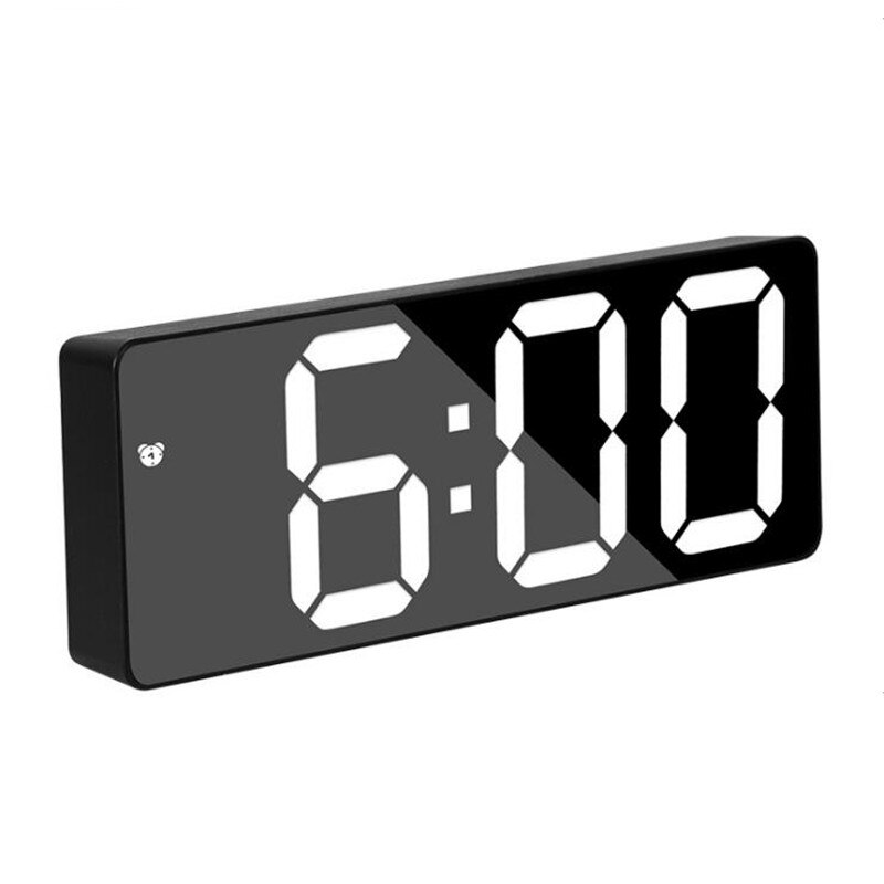 Neue Acryl/Spiegel Wecker LED Digital Uhr Stimme Kontrolle Schlummern Zeit Temperatur Anzeige Nacht Modus Hause Dekoration Uhr: Schwarz Acryl- Rec
