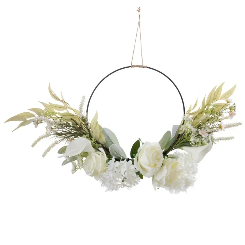 55CM Artificial Rose Ring Wall Hanging Half Ring Home Decoration Flower Wedding Supplies Wall Decoration