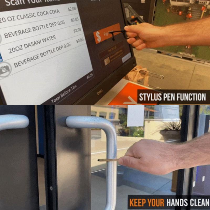 1Pcs Contactloze Deur Opening Tool Bier Trigger Touch Screen Sleutelhanger Koper Aluminiumlegering Contactloze Deur Opener Sleutelhanger