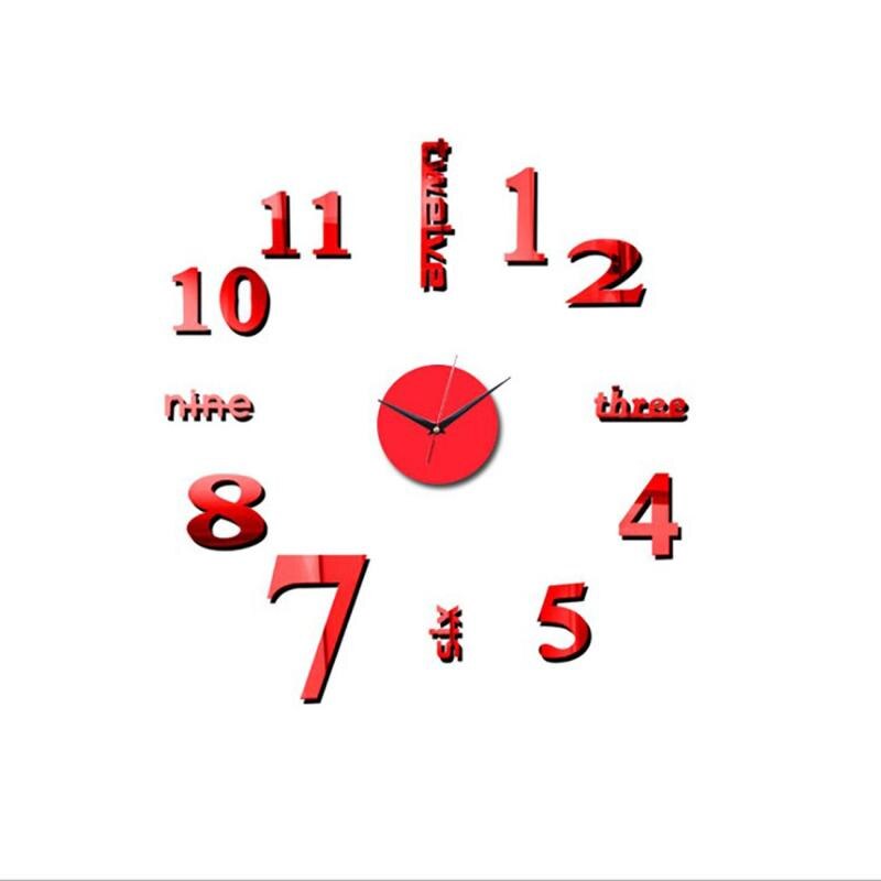 Modern Large Wall Clock 3D Acrylic Mirror Sticker Fahsion Big Number Watch DIY Art Sticker Wall Clock Diameter 60cm/120cm