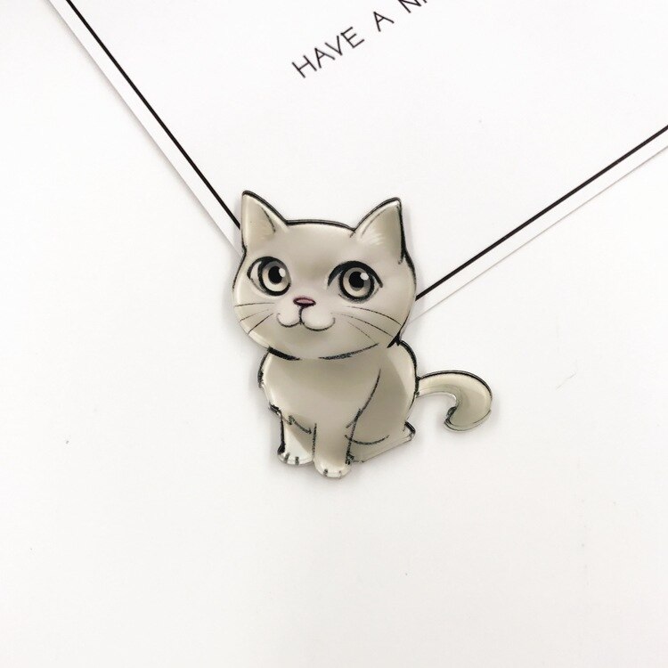 1Pcs Leuke Hond Cartoon Mode Broche Acryl Badge Kat Icoon Badge Pin Voor Kids Party Decoratie op Zak Kleding: Brass