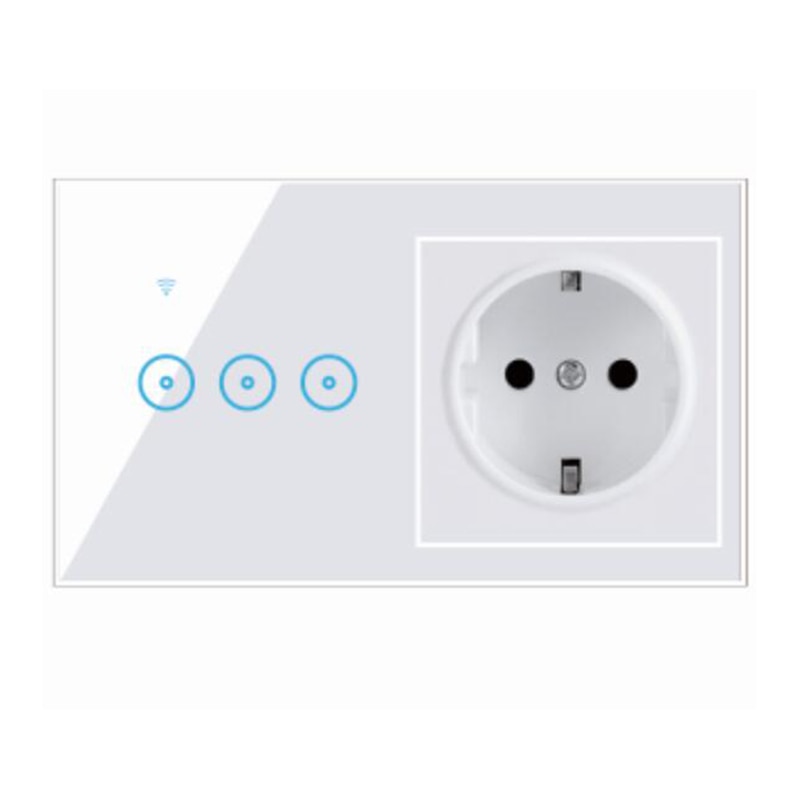 EU Standard Smart Light Switch Panel Wall 1/2/3 Gang wifi Light Switch 90V-240V AC WiFi EU Socket Work with Alexa Google Home