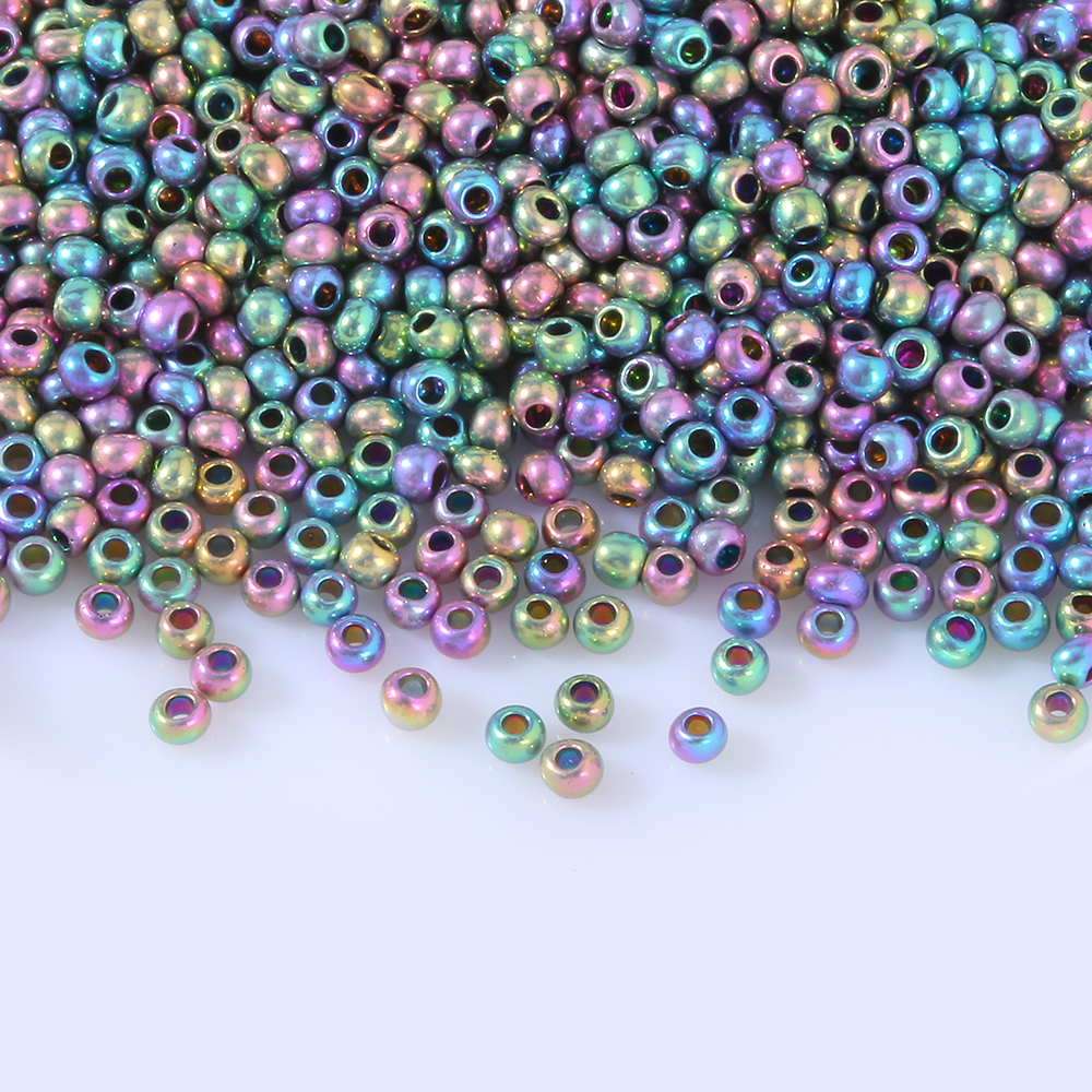 Cuentas de vidrio metálicas de 2mm, 11/0, espaciador redondo checo brillante, cuentas de semilla de corneta de cristal para fabricación de joyas, collar, pulsera, accesorios Diy