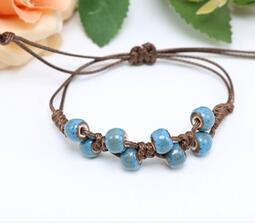 Delikatny etniczny styl wysokiej jakości oryginalny ceramiczne koraliki bransoletka regulowany ręcznie wykonany porcelanowy koraliki liny #1361: 3