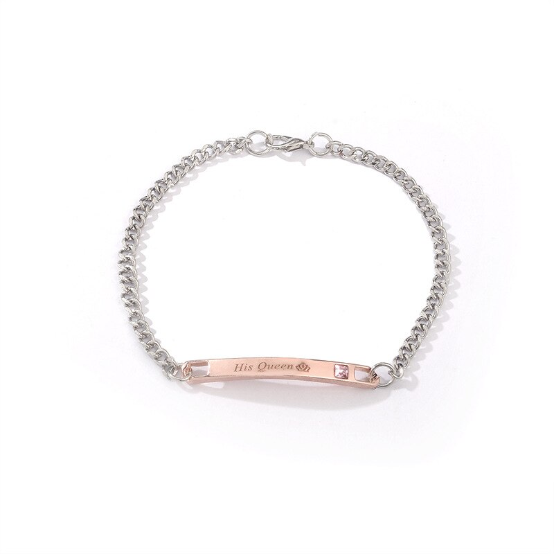 Liebhaber Paare Armbänder Seine Königin Ihr König Liebe Armreif Kristall Krone Charme Männer Frauen Schmuck Armband Femme Charme: Rose Gold Farbe