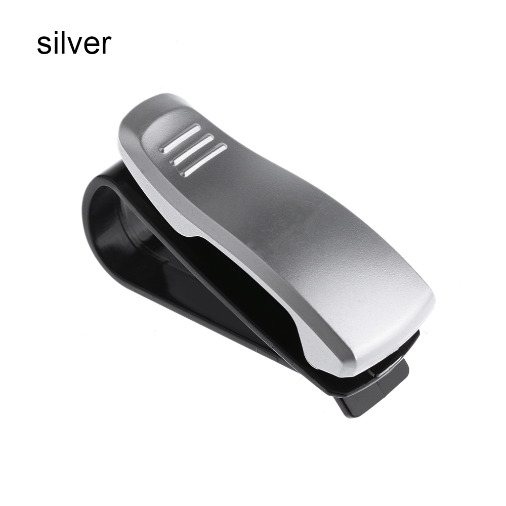 1Pc Universal Car Sun Visor Glasses Holder Clip Sunglasses Eyeglass Clip Plastic Ticket Receipt Card Clip Auto Accessories: Silver