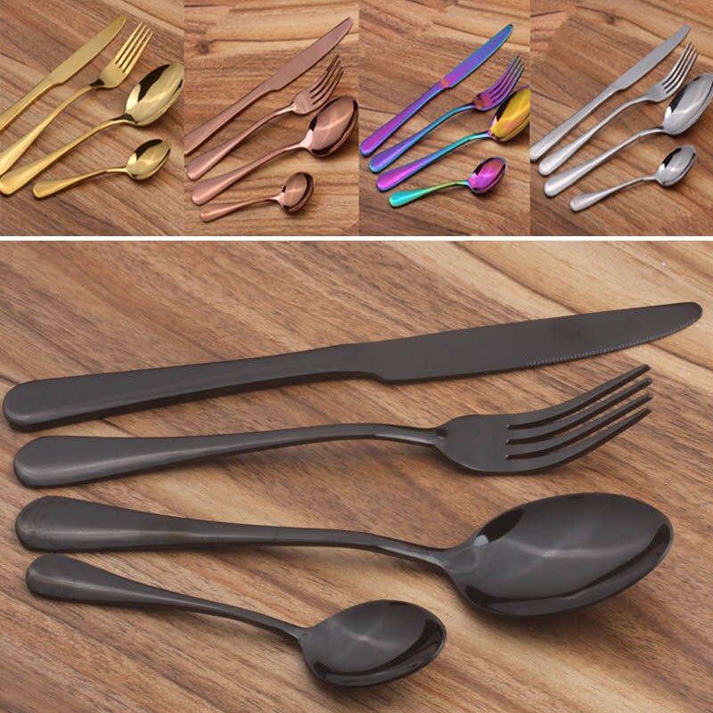 1pc/ 4pcs Dinner Wedding Travel Cutlery Spoon Stainless Steel Fork Scoops Silverware Set NIN668