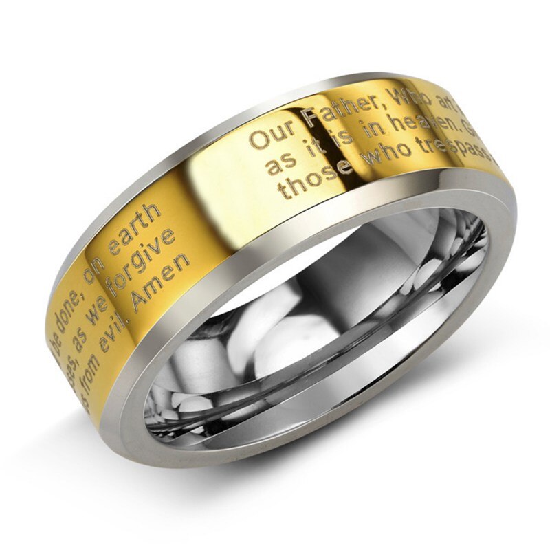 Rvs Cross Ring Alfabet Bijbel Gebed Vinger Ring Mannen Amulet Sieraden Voor Jezus Katholieke Christelijke Gelovigen Dior: A4 / Caliber 21mm