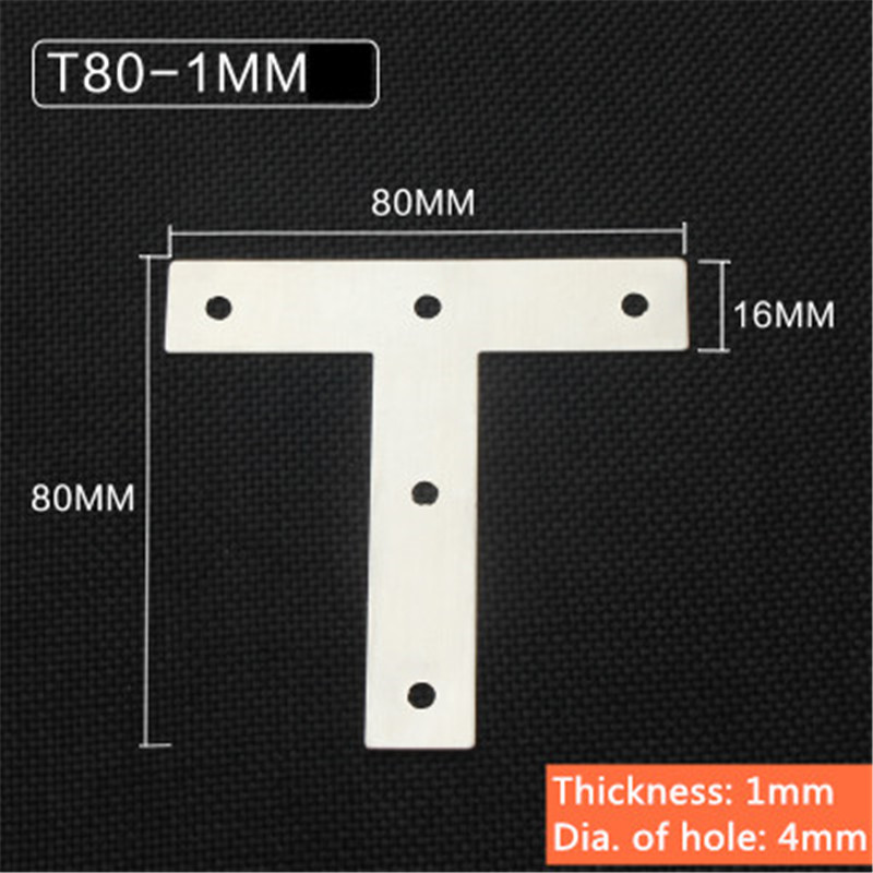 5 stks/partij Rvs Plain Hoek Beugel Satijn L T Vorm Board Ondersteuning Hoek Beugel Meubelbeslag Connectors: T80-1mm