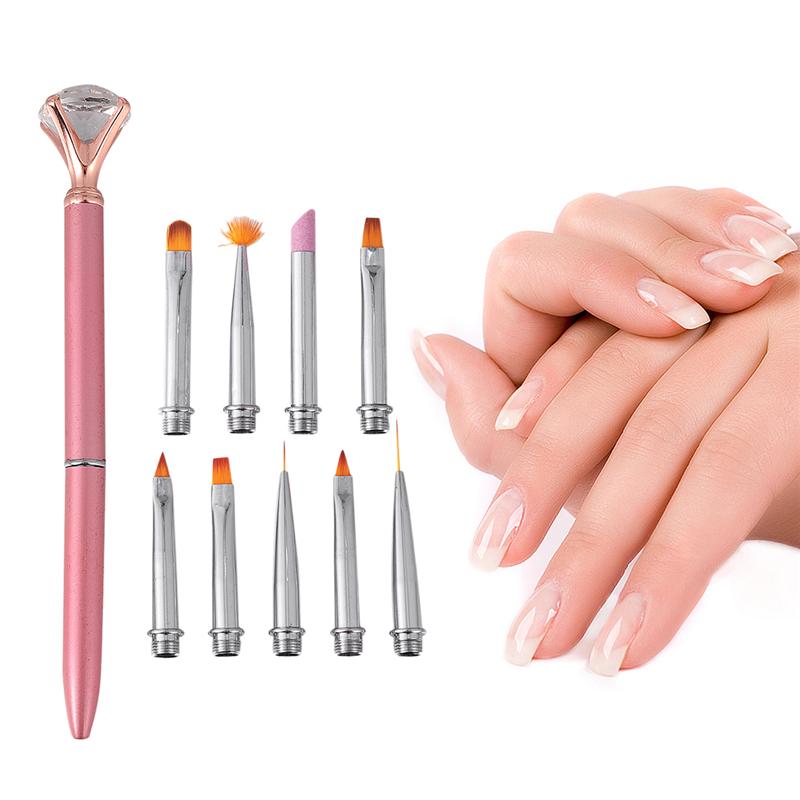 1 Set/10Pcs Vervangbare Nail Art Brush Pen Set Professionele Nail Art Schilderen Pen Manicure Diy Nail Decoratie tool