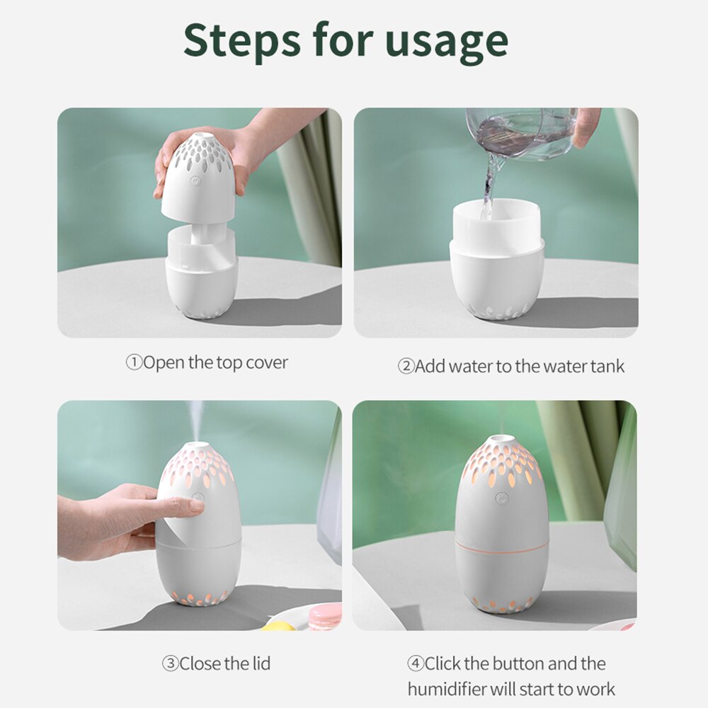 250ML USB Air Humidifier Home Aroma Oil Diffuser Mini Mist Maker With Night Light Mute Portable Essential Oil Diffuser