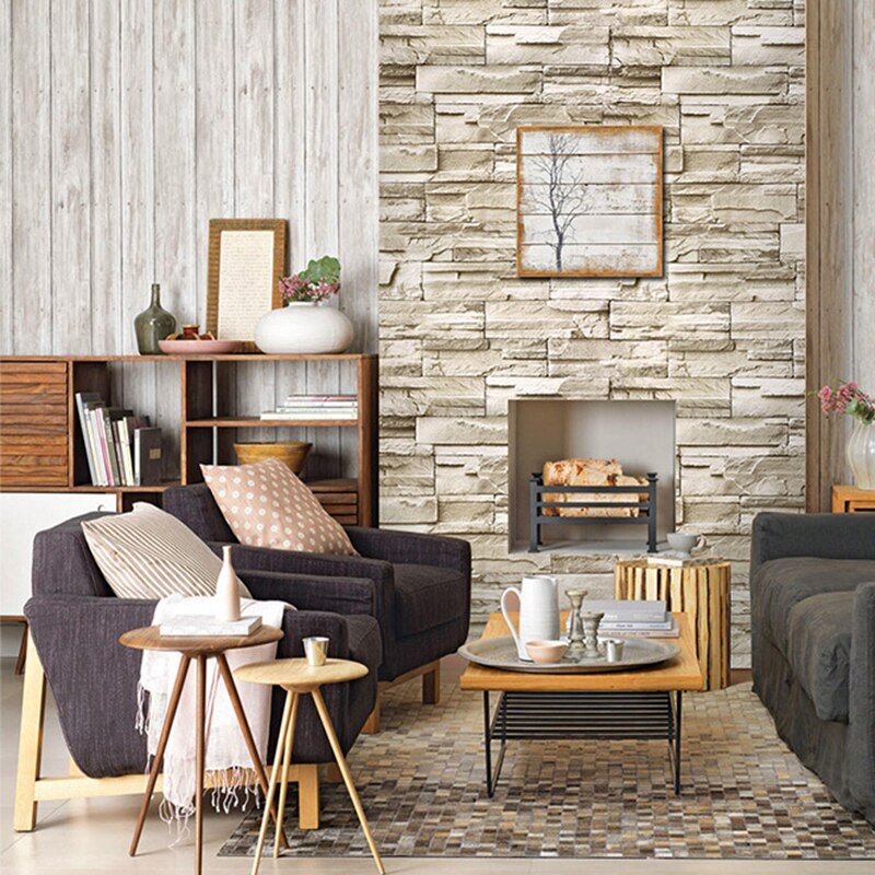 0.45*6m Explosion Brick Rock Sticker Waterproof PVC Wall Sticker Bar Restaurant Background Wallpaper Cafe Wall Decals