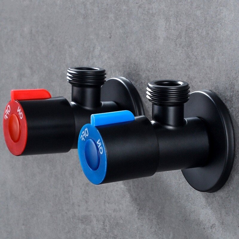 Angle ValvesBathroom Valve Faucets Black Stainless Steel Kitchen Cold Mixer Tap Accessories Standard G1/2 Threaded