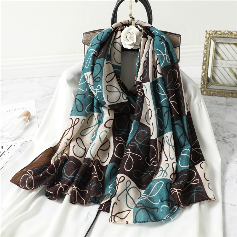 Print dames katoenen sjaal hijab sjaal wikkeldoeken dames geruite foulard wintersjaals pashmina warme sjaals bandana