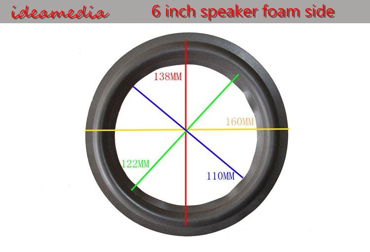 10 stks 4 inch tot 12 inch Speaker Schuim Side bass luidspreker herstelbaar deel Vouw de velg cirkel: 6inch