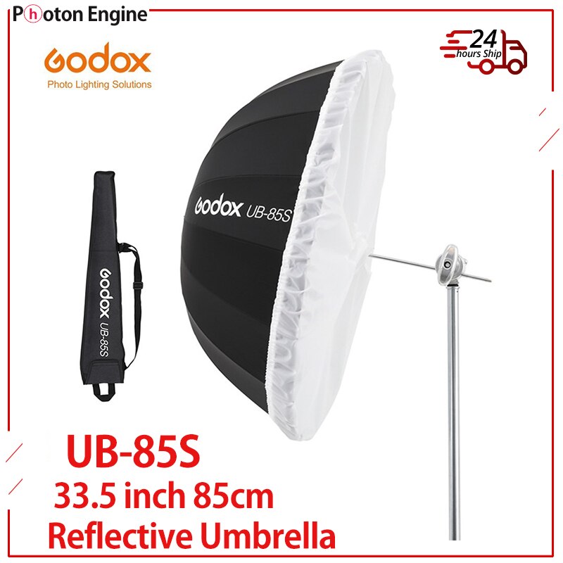 Godox UB-85S 33.5 pollici 85cm parabolico nero riflettente ombrello Studio luce ombrello con nero argento diffusore panno di copertura