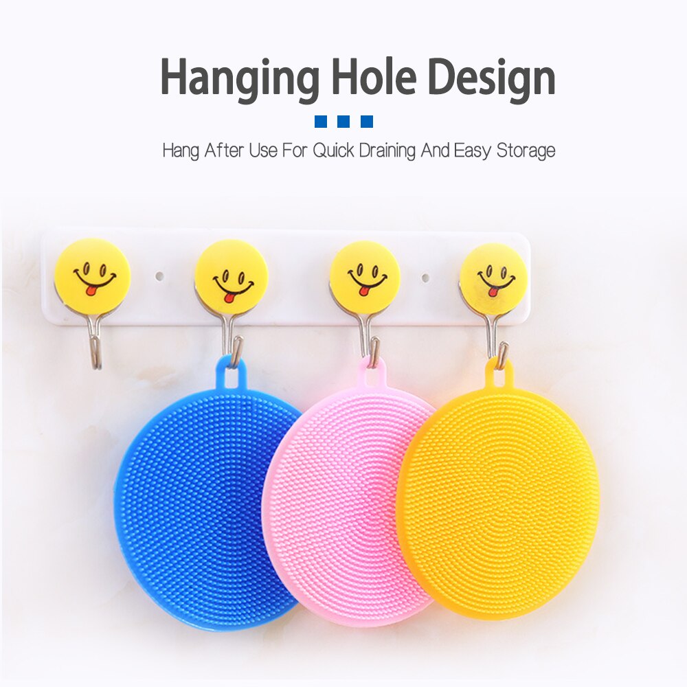 XYj 6PCs/Pack Silicone Dish Washing Sponge Scrubber Cleaning Brush Scouring Pad Dish Pot Cleaner Hand Protector Kitchen Washing