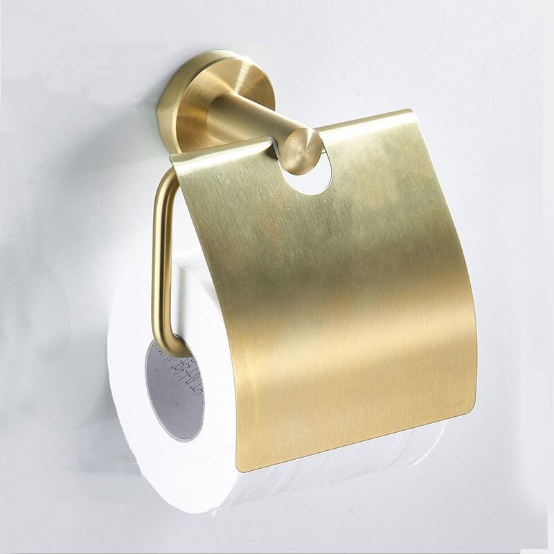 Toiletpapirholder børstet guld rustfrit stål vedhæng papir kroge håndklædestativ papirrulleholder hardware badeværelse tilbehør