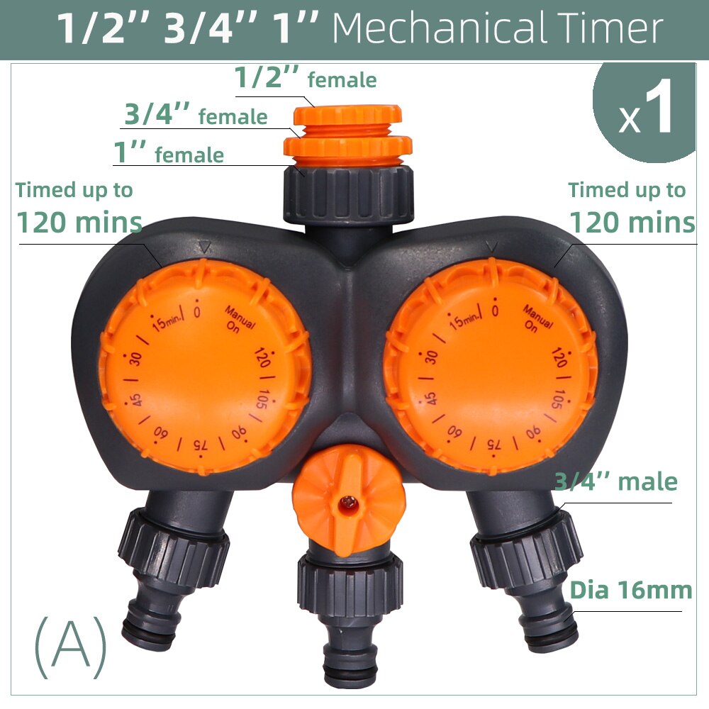 3-Way Double Controller Intelligent Mechanical Daily Water Timer Garden Water Irrigation for Outdoor Hose Drip Sprinklers Tool: A