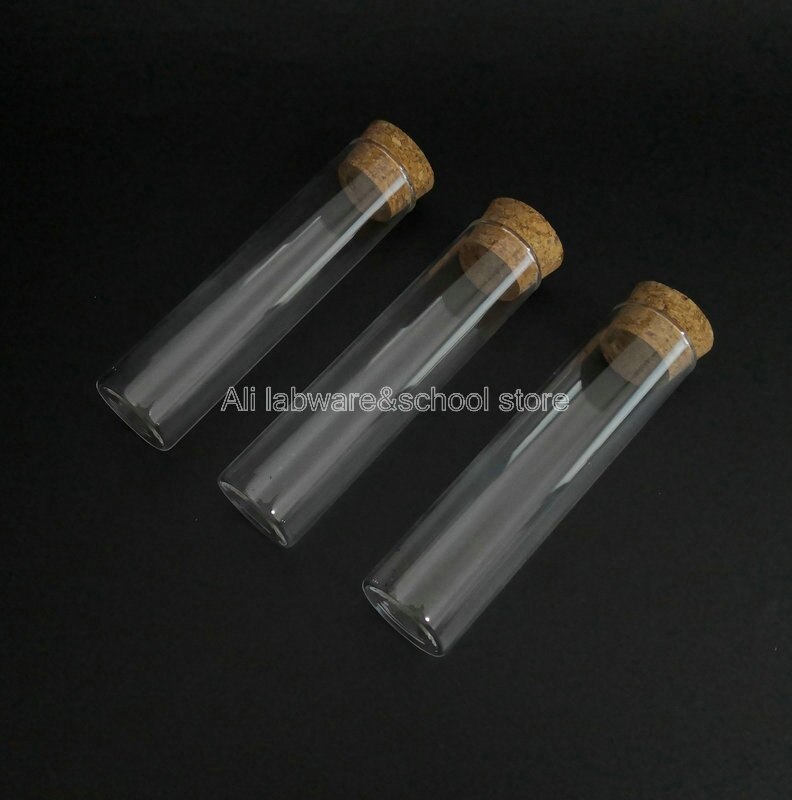 20pcs/lot 30x120mm Clear Lab Glass Test Tube With Cork Stoppers Flat Bottom Pipes Laboratory Supplies