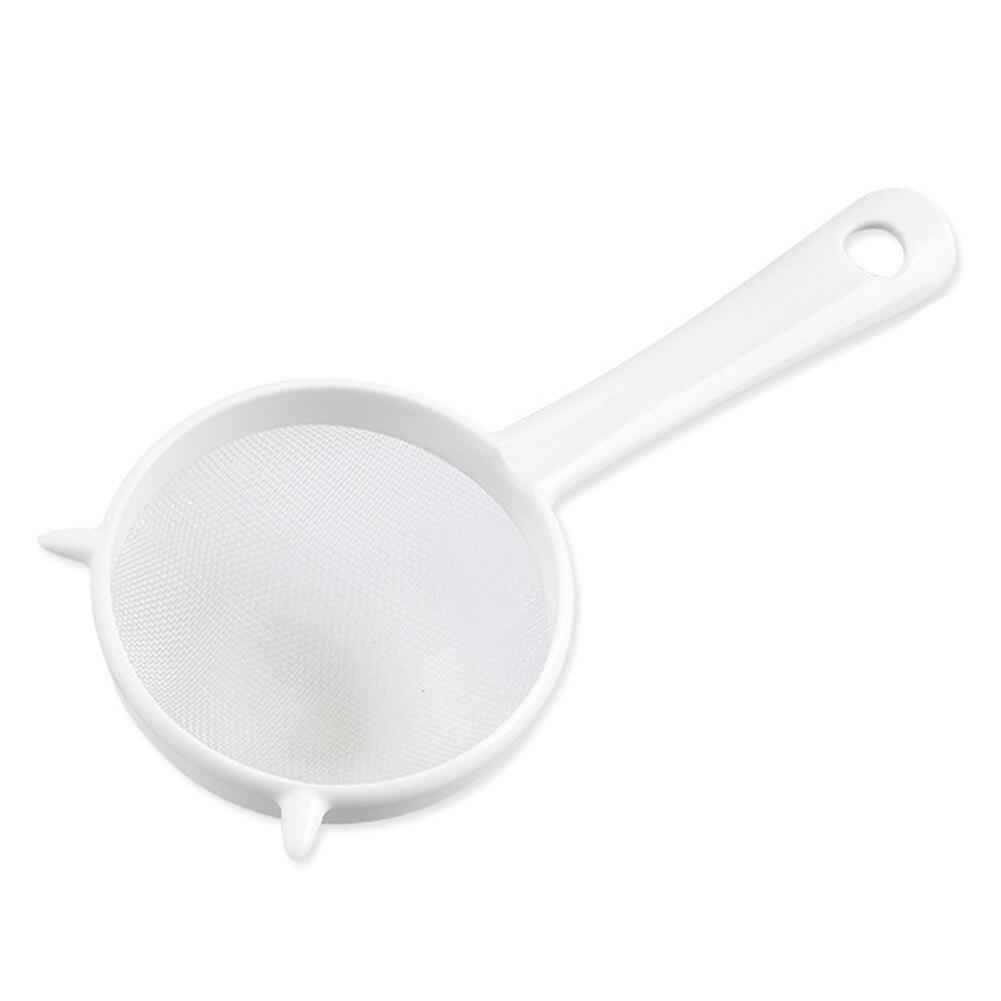 Colador de malla fina de plástico multiusos, colador de harina con mango para zumo, herramienta de té, utensilios de cocina: Blanco / Large