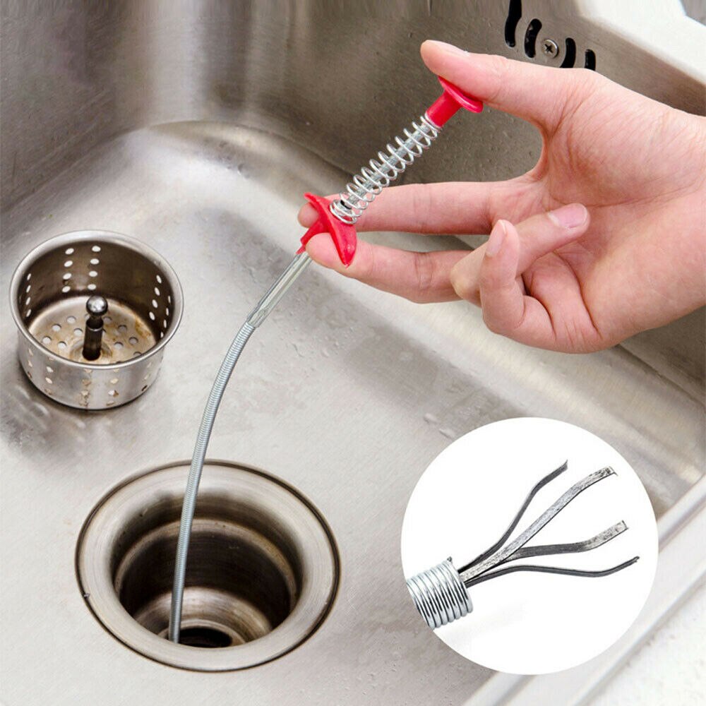 Sink Drains Grabber Tool Flexible Long Reach Claw Pick Up Narrow Bend Curve Floor Drain Sewer Spring Grip Cleaner Kitchen 60cm