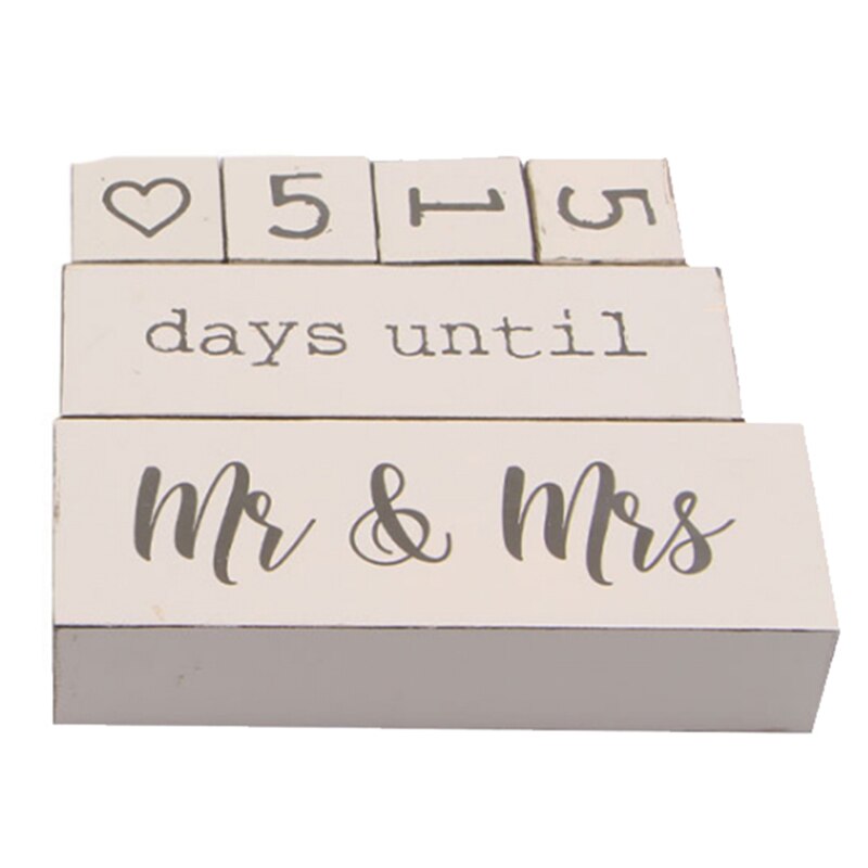 Countdown-kalender-schild aus holzblöcken – zählt sterben  ,6 bis zur hochzeit – rustikales verlobungsset aus holz für verlobte paare