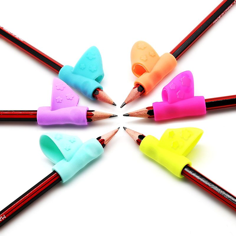 3 unids/set Portalápices para niños herramientas de silicona de dos dedos herramientas de corrección ergonómica de la postura agarre del lápiz agarre de la ayuda para escribir