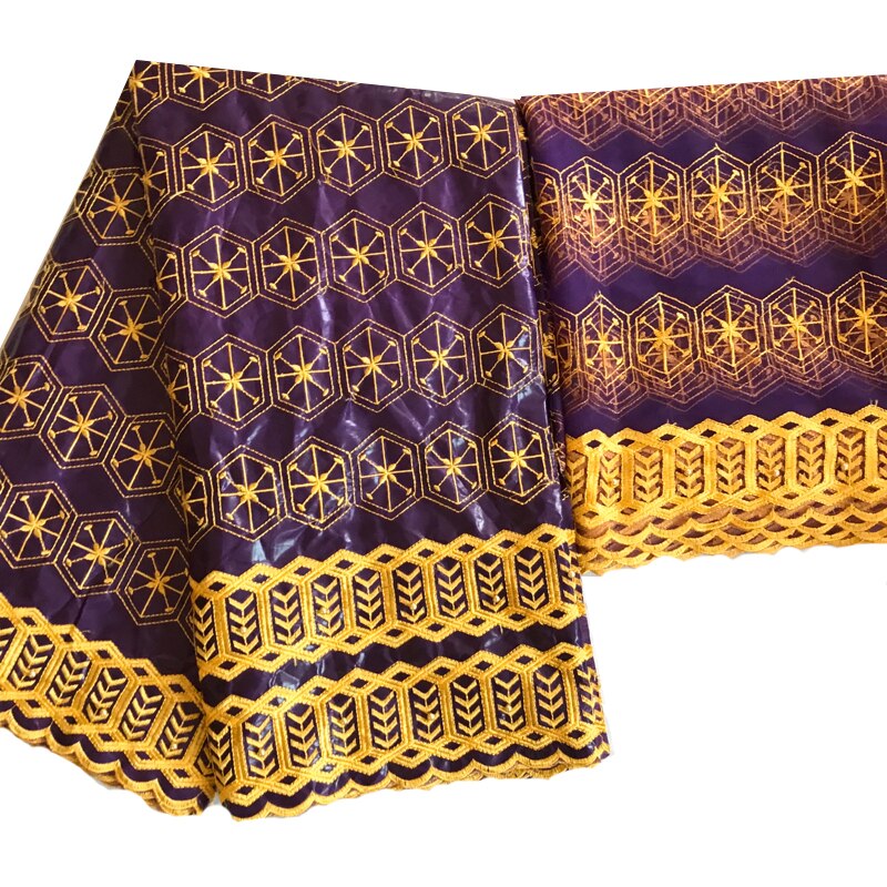 Afrikaanse Stof Borduren Bazin Riche Getzner Kralen Cavia Brokaat Stof Aso Oke Headtie Naaien Materialen Textiel 5 + 2 Yard /Lot