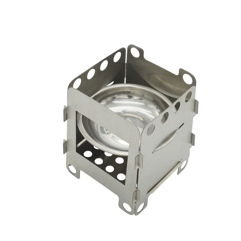 Folding Wood Stove Alcohol Stove Stand Bracket Portable Outdoor Picnic Cook BBQ Burners Titanium Stainless Steel Camping Stove