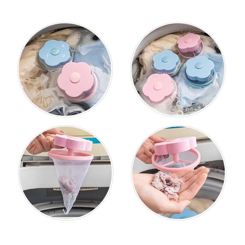 2pcs Floating Pet Fur Catcher Laundry Lint Pet Hair Remover for Washing Machine Reusable Pet Bag Household Tools