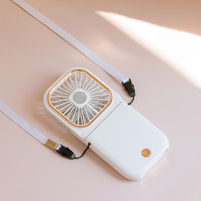Mini ventilador de cuello con cuello Halter para niños, dispositivo de ventilación portátil con USB, manos libres, plegable, con carga Usb: white
