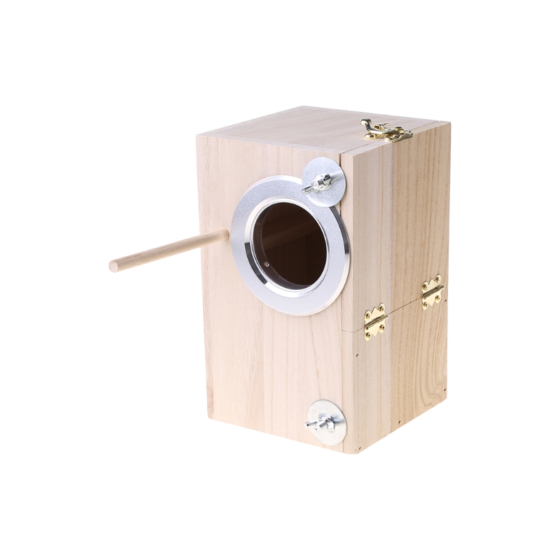 Wooden Bird Nesting Breeding Box House Parakeet Mating Case with Clear Window for Cockatiel Finch Canaries Lovebird Parrotlet